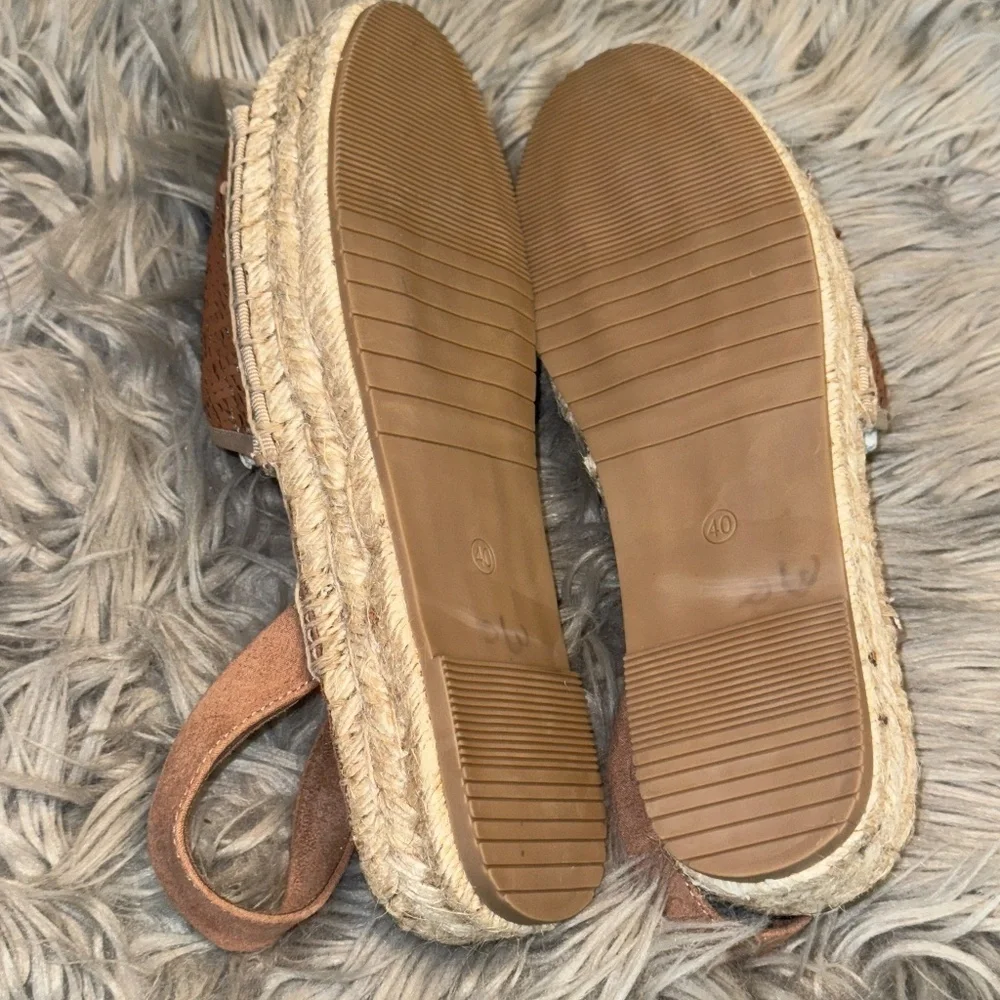 NWOT Nalho Kaia Sequin Wedge Espadrille Rose Gold Pink Size 11